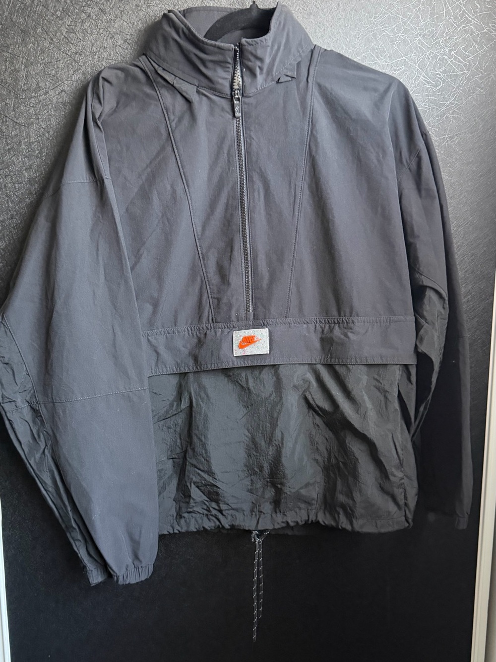 Nike Men's Black and Orange Half-Zip Windbreaker Pullover